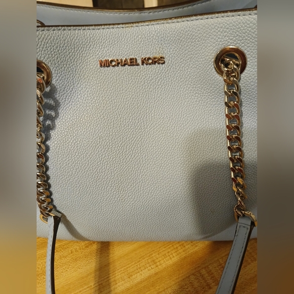 Michael Kors EUC Baby Blue Chain Satchel Bag - Picture 7 of 14